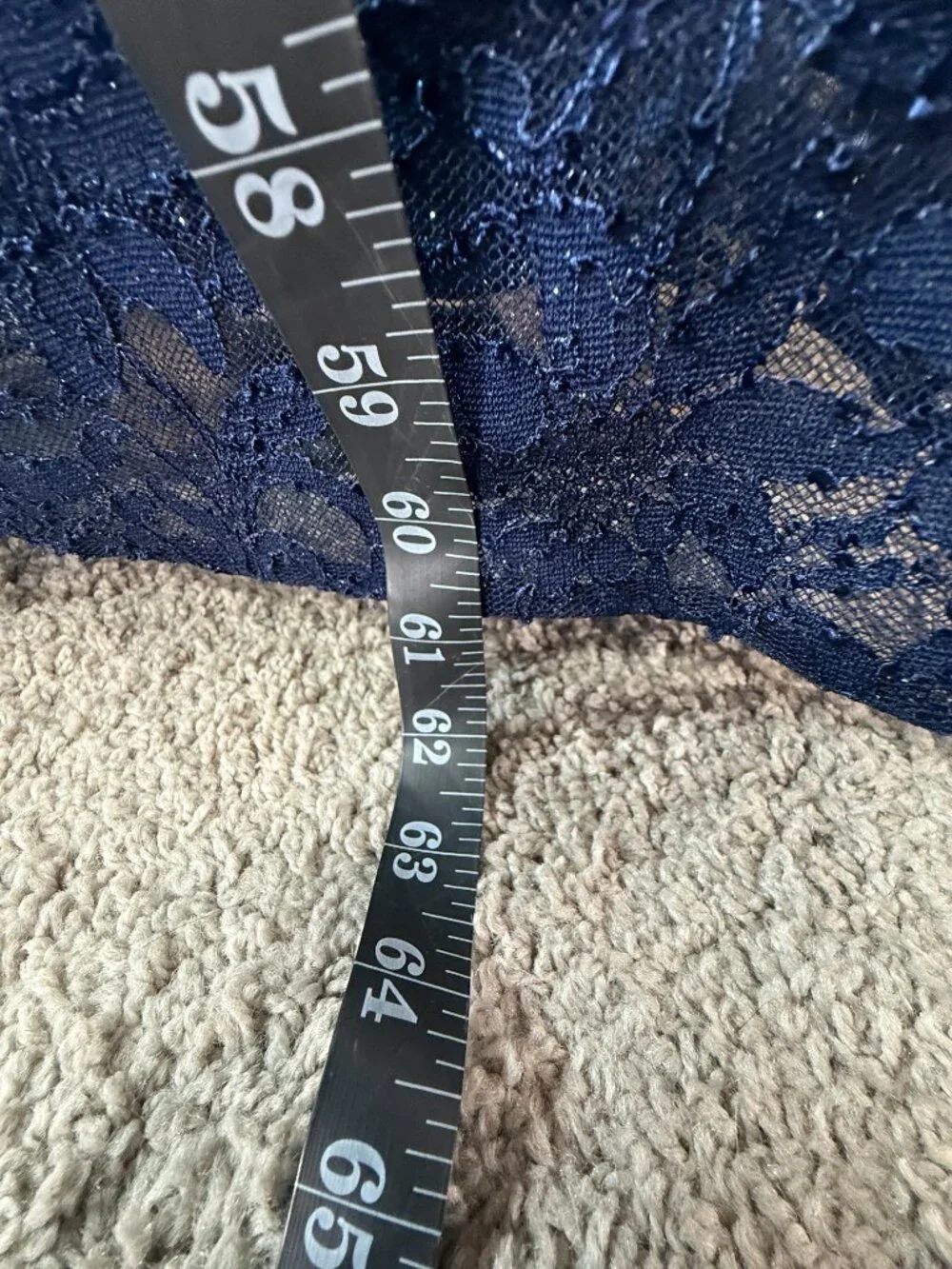 📌BCX Romantic Floral Lace Navy Blue w/Glitter Formal - Prom - Bridesmaid Dress - Picture 8 of 16